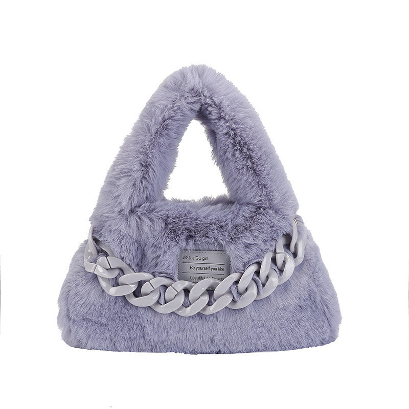 Ladies Plush Fashion Acrylic Chain Bag