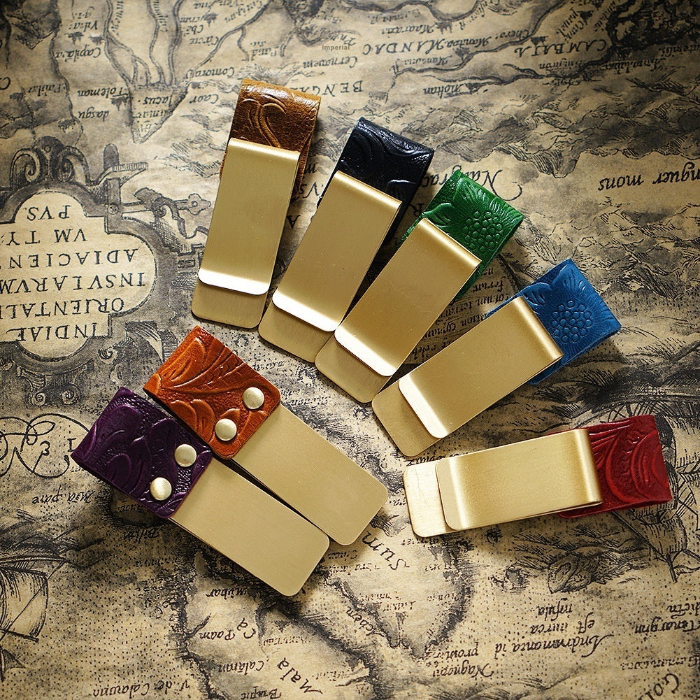 Wallet Metal Leather Vintage Notebook Accessories Bookmark Pen Holder